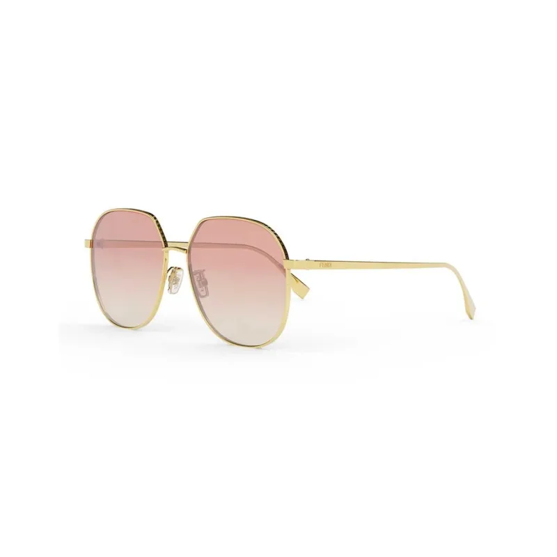 FENDI Plate Frame Irregular Shape Sunglasses Women's Gold-0