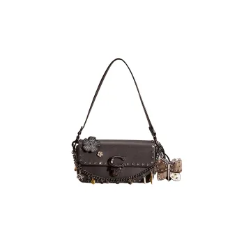 COACH Studio Leather Wine God Bag Handbag Shoulder Bag Small Size Women's Black