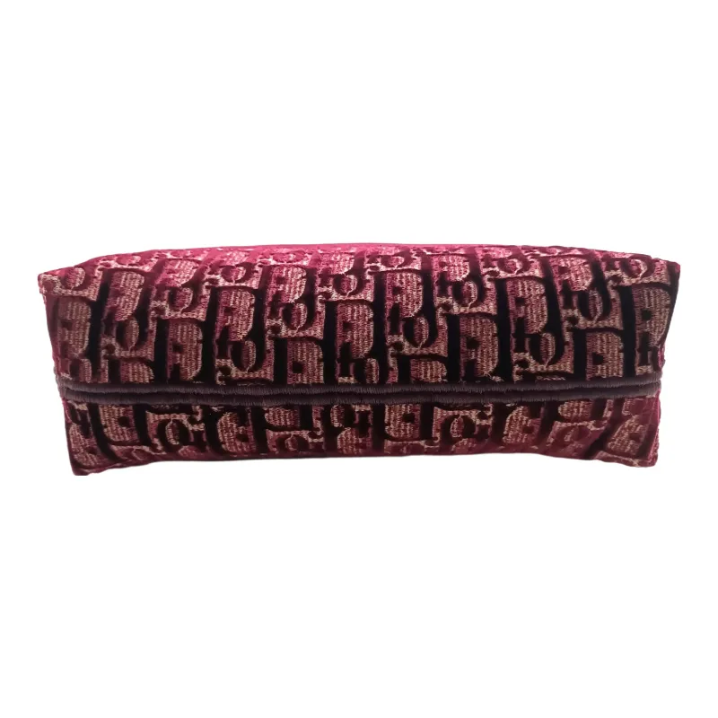 DIOR Velvet Oblique Surface Makeup Bag, Clutch Women's Burgundy-2