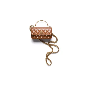 CHANEL Classic Flap CF Lambskin Shoulder Bag, Crossbody Bag Women's Light Brown