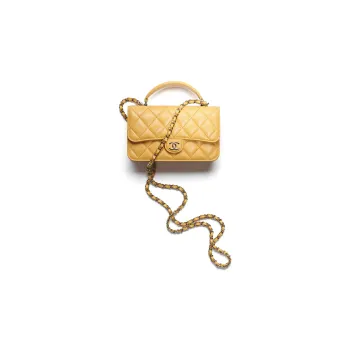 CHANEL WOC Sheepskin Handbag, Shoulder Bag, Crossbody Bag Women's Yellow