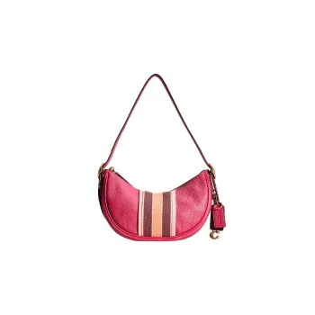 COACH Luna Pebbled Leather Crescent Bag Handbag Shoulder Bag Women's Rose Red