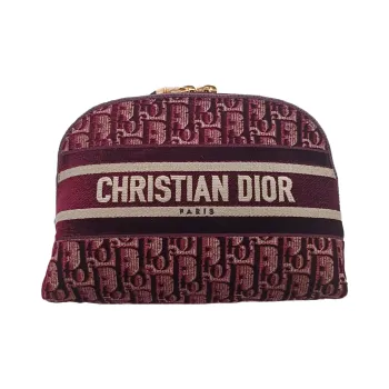 DIOR Velvet Oblique Surface Makeup Bag, Clutch Women's Burgundy