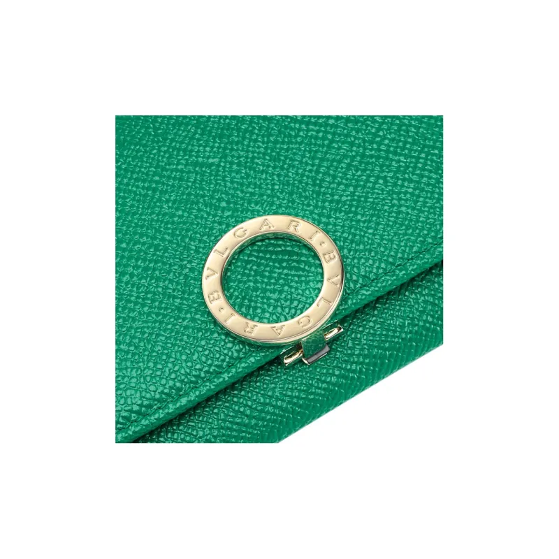 BVLGARI Calfskin Card Holder Women's Green-3