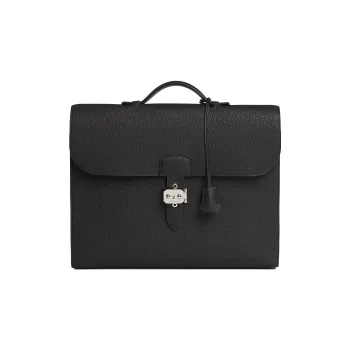 HERMES Sac A Depeches Togo Calfskin Business Bag Handbag Briefcase Men's 89 Noir Black