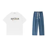 Set (White Top and Dark Blue Pants)
