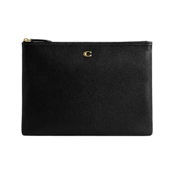 COACH Pouch Leather Mahjong Set Clutches Women's Black