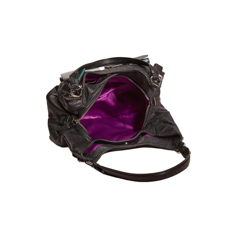 COACH Madison Leather Shoulder Bag Hobo Bag Handbag Shoulder Bag Large Size Women's Black-2