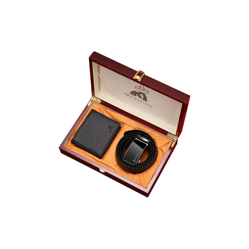 MEXICAN Cow Leather Gift Box Set Tubas Men's Red-5