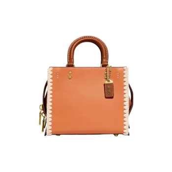 COACH Rogue Cow Leather Small Square Bag, Handbag, Crossbody Bag Regular Women's Orange