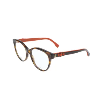 FENDI Acetate Irregular Shape Eyeglass Frames Unisex Brown