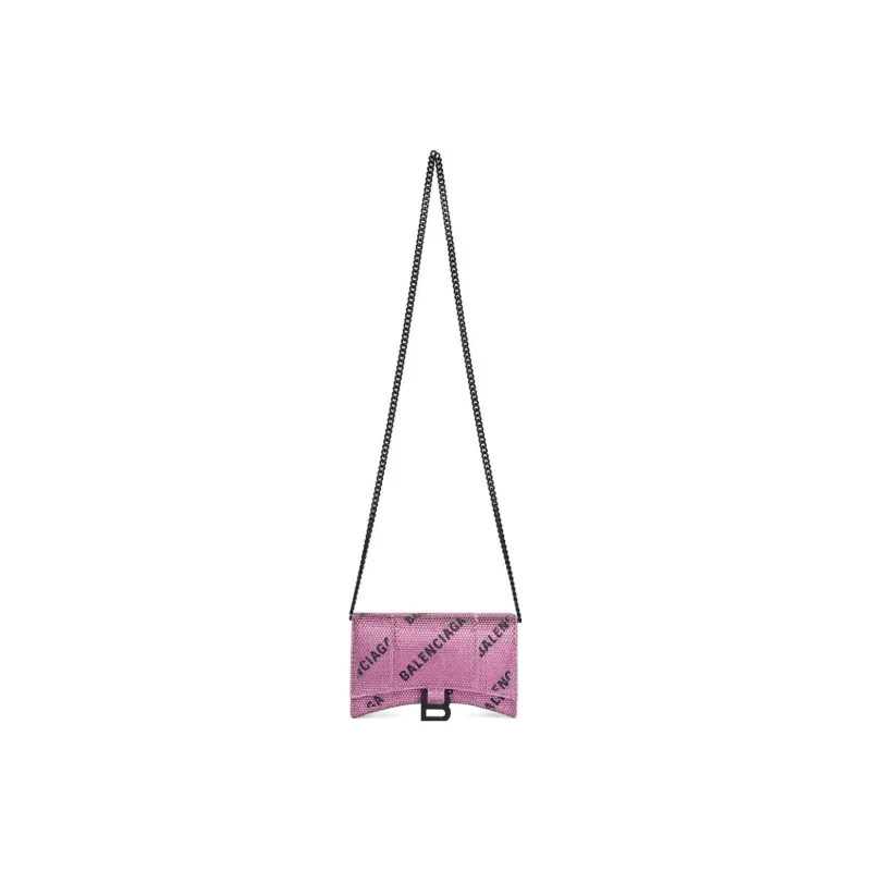 Balenciaga Hourglass Suede Wallet Women's Pink/Black-1