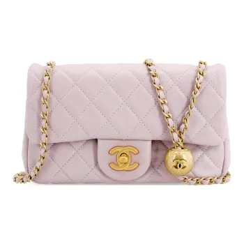 CHANEL 21B Fall Classic Flap CF Sheepskin Shoulder Bag, Crossbody Bag Women's Light Purple