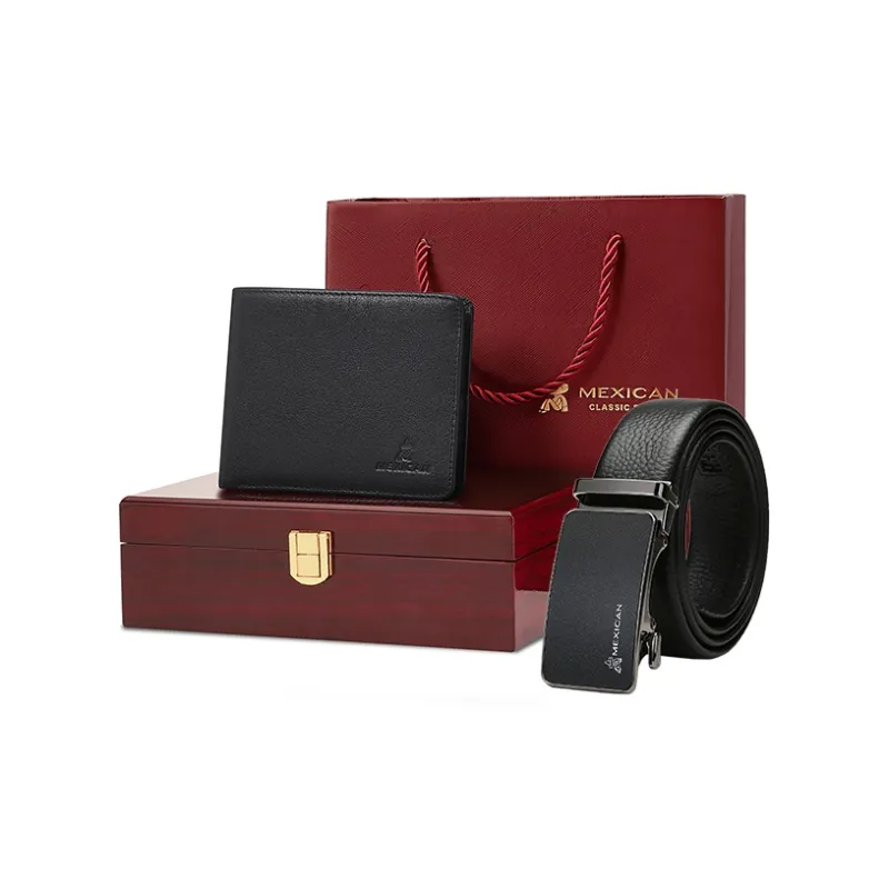MEXICAN Cow Leather Gift Box Set Tubas Men's Red-4