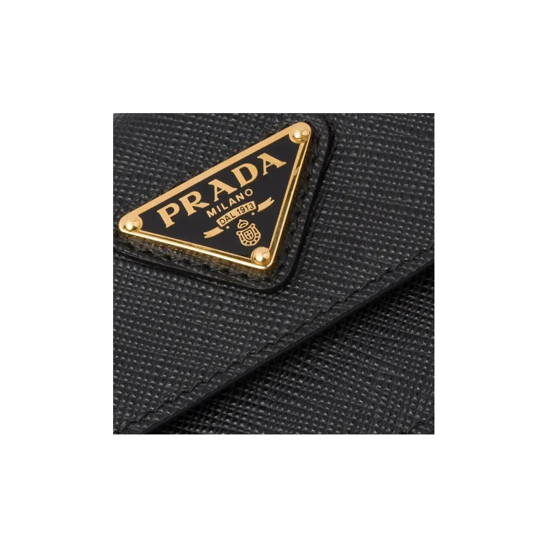 PRADA Saffiano Leather Card Clip Card Holder Women's Black-4