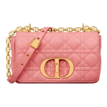 DIOR Caro Cow Leather Shoulder Bag Crossbody Bag Small Size Women's Light Pink
