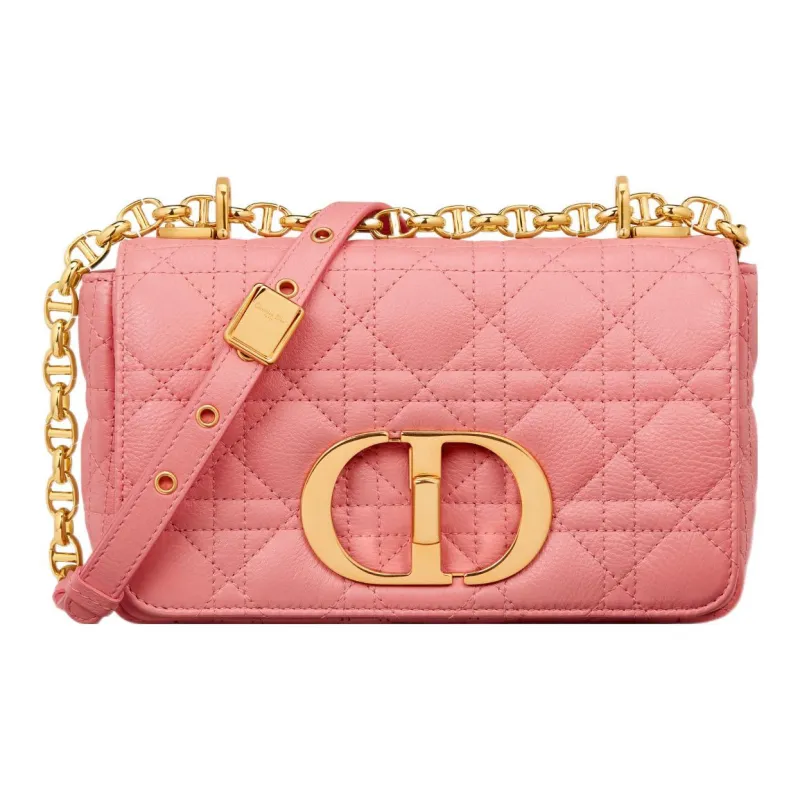 DIOR Caro Cow Leather Shoulder Bag Crossbody Bag Small Size Women's Light Pink-0