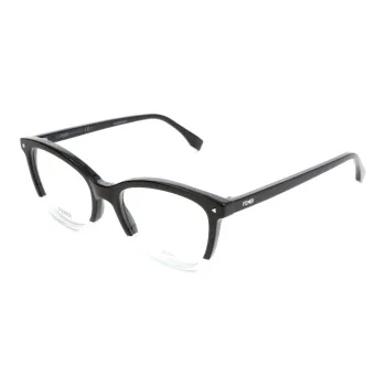 FENDI Acetate Irregular Shape Eyeglass Frames Unisex Black