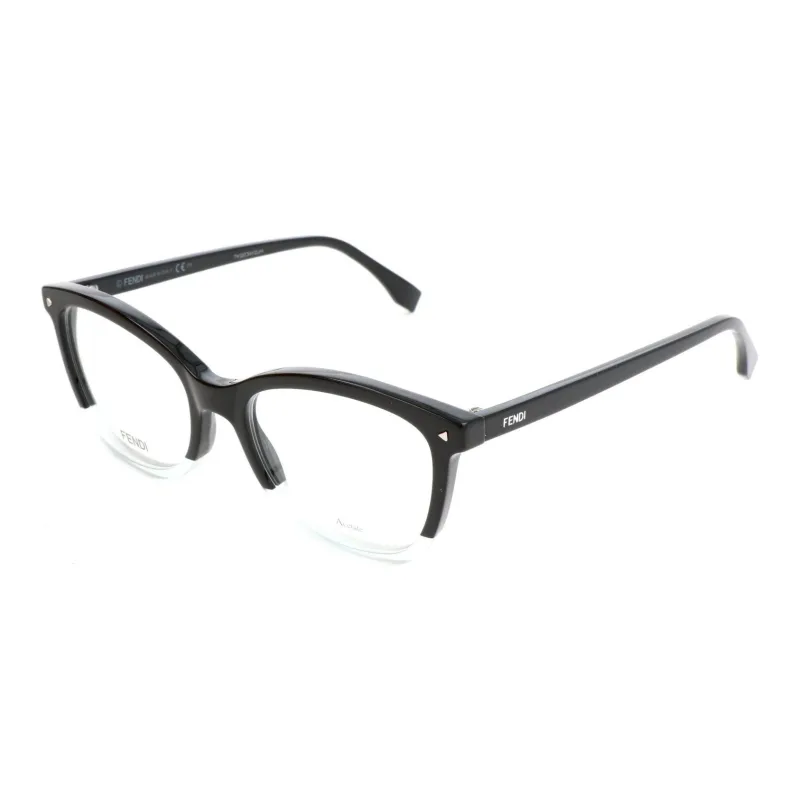FENDI Acetate Irregular Shape Eyeglass Frames Unisex Black-0