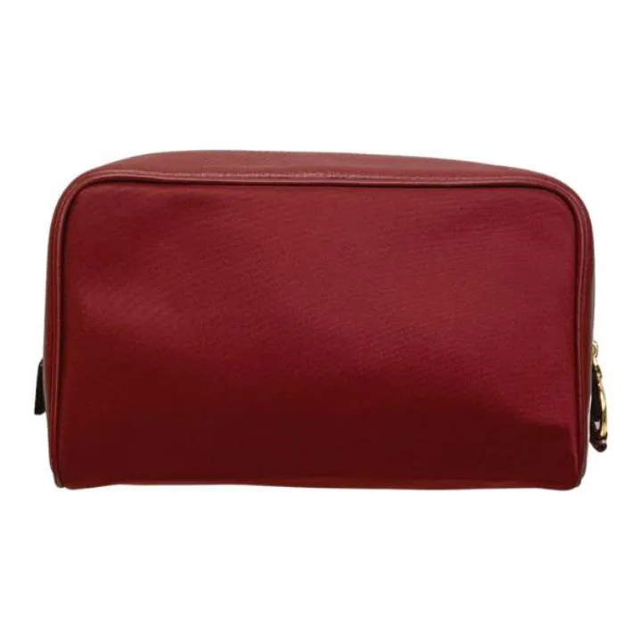 COACH Ellis Recycled Nylon Twill Refined Pebbled Leather Clutch Makeup Bag Small Size Women's Burgundy-3