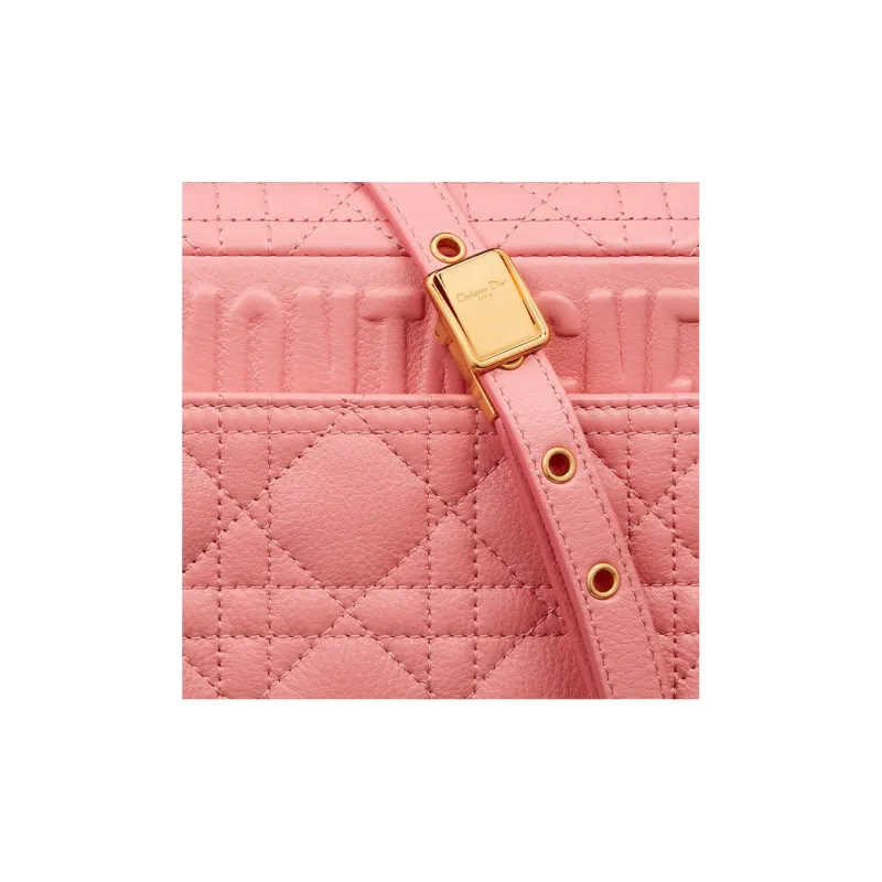 DIOR Caro Cow Leather Shoulder Bag Crossbody Bag Small Size Women's Light Pink-5