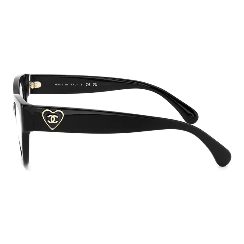 CHANEL Cat Eye Plate Frame Cat Eye Eyeglass Frames Unisex Black-2