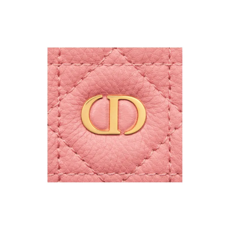 DIOR Lady Dior Lambskin Coin Purses Wallets Small Size Women's Light Pink-4