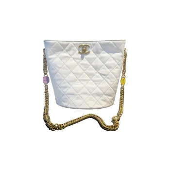 CHANEL Sheepskin Bucket Bags Crossbody Bag, Shoulder Bag Women's Milk White