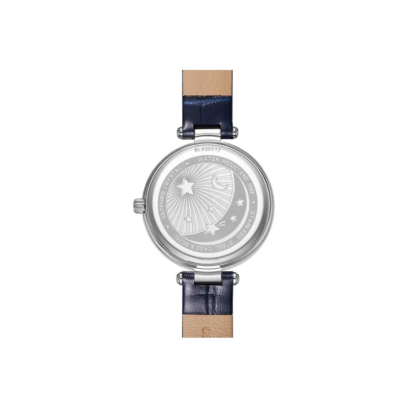 Beijing Automatic Mechanical Movement Genuine Leather Strap Watch Women's Watch Blue Dial Blue BL020517-1