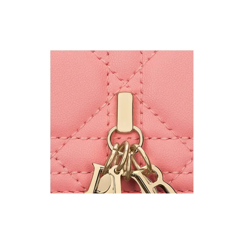 DIOR Lady Dior Lambskin Key Pouch Women's Light Pink-4
