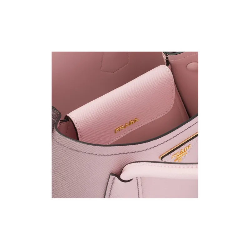 PRADA Double Leather Tote Bag Shopping Bag Handbag Mini Women's Pink-5
