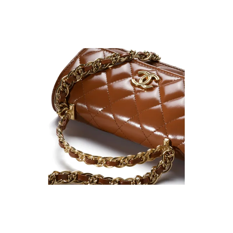 CHANEL Classic Flap CF Lambskin Shoulder Bag, Crossbody Bag Women's Light Brown-3