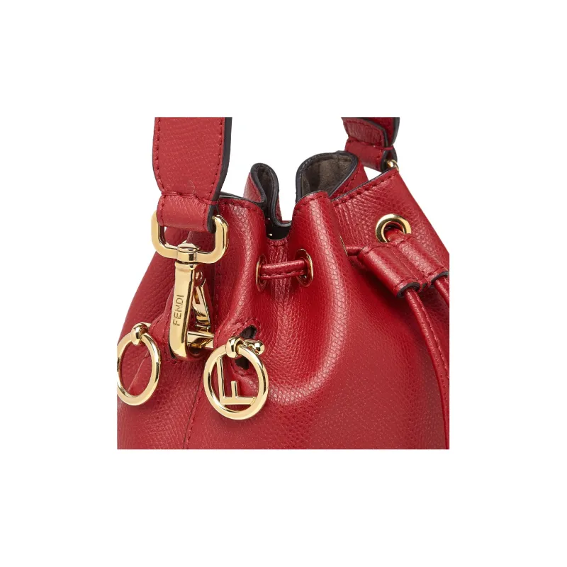 FENDI Mon Tresor Calfskin Bucket Bag Portable Crossbody Bag Shoulder Bag Mini Women's Red-4