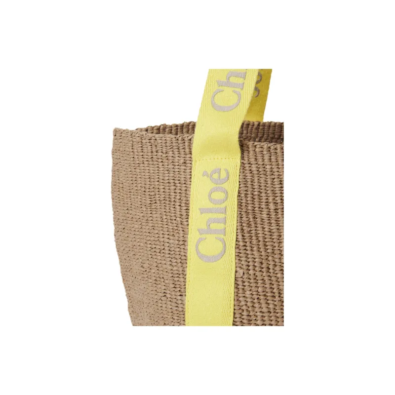 Chloe Woody Calfskin Basket Bag, Handbag, Shoulder Bag Tubas Women's Beige/Yellow-5