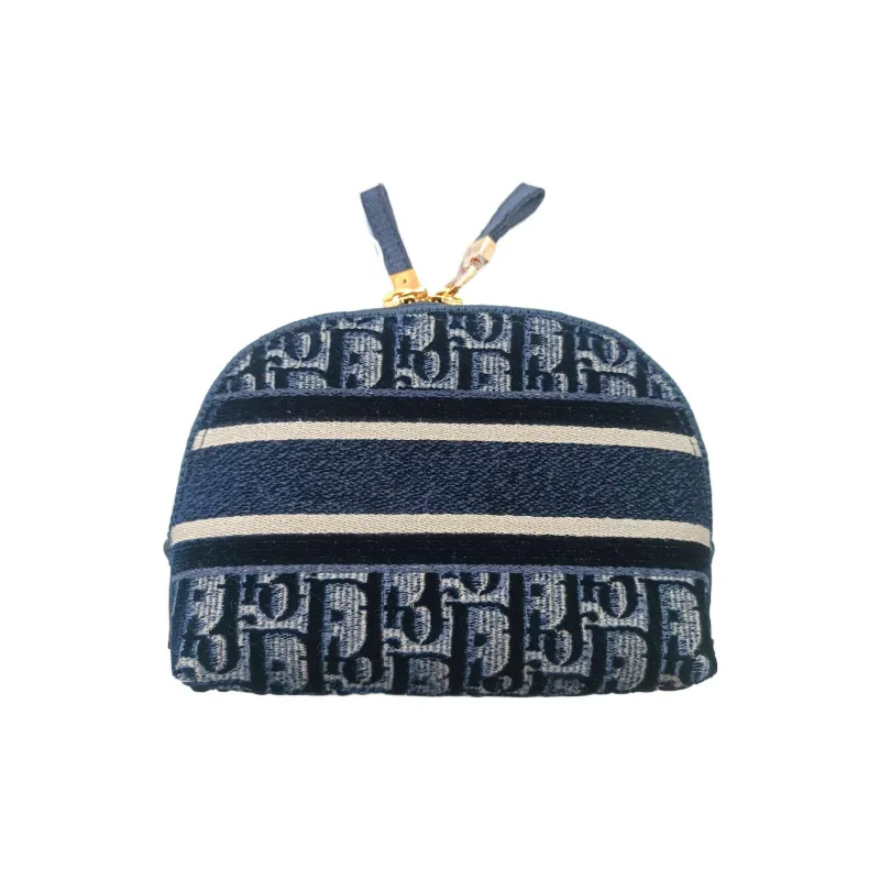 DIOR Velvet Oblique Surface Makeup Bag, Clutch Regular Women's Dark Blue-2
