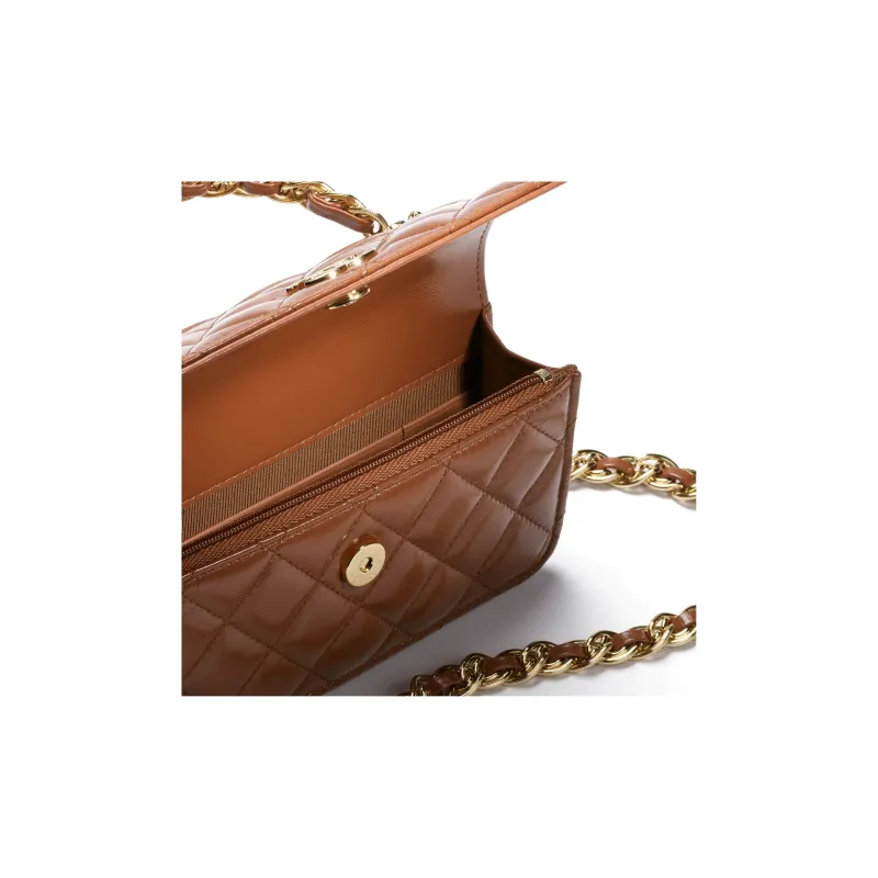 CHANEL Classic Flap CF Lambskin Shoulder Bag, Crossbody Bag Women's Light Brown-2