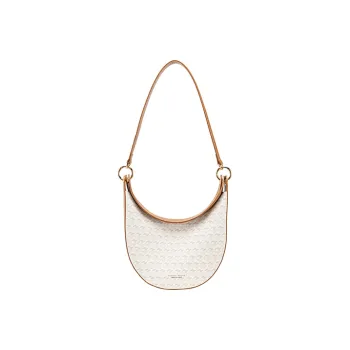 VANESSA HOGAN Monogram Cow Leather Crescent Bag Crossbody Bag Shoulder Bag Medium Size Women's Brown/Gray
