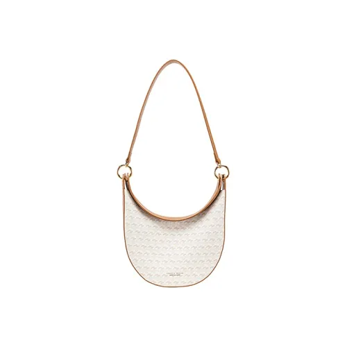 VANESSA HOGAN Monogram Cow Leather Crescent Bag Crossbody Bag Shoulder Bag Medium Size Women's Brown/Gray