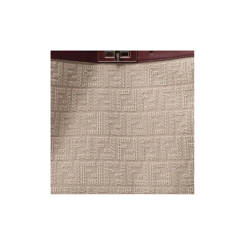 FENDI Peekaboo Canvas With Leather Tote Bag Shopping Bag Shoulder Bag Handbag Medium Size Women's Beige/Brown-3