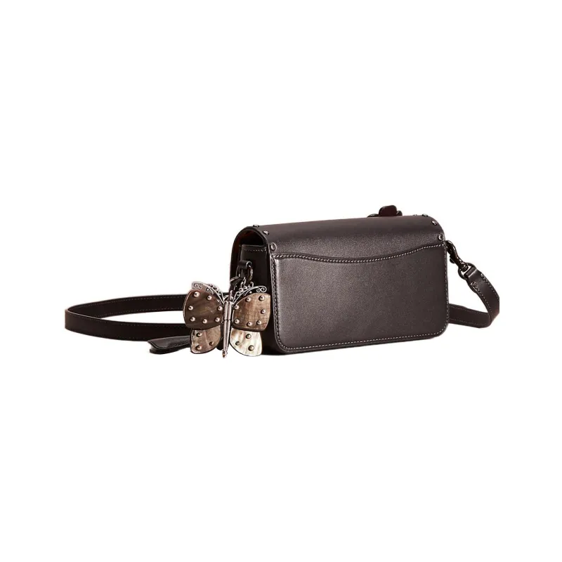 COACH Studio Leather Wine God Bag Handbag Shoulder Bag Small Size Women's Black-1