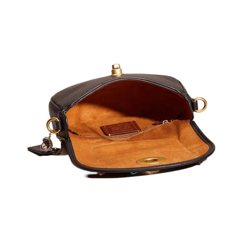 COACH Willow Leather Saddle Bag, Shoulder Bag Small Size Women's Black-2