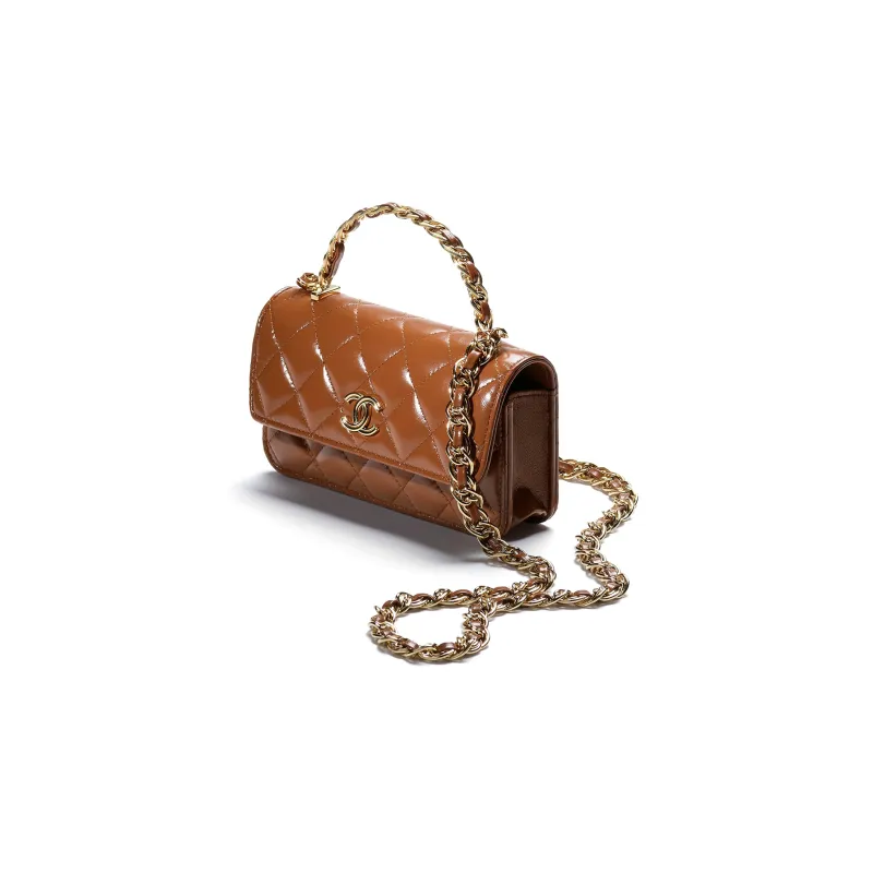 CHANEL Classic Flap CF Lambskin Shoulder Bag, Crossbody Bag Women's Light Brown-1
