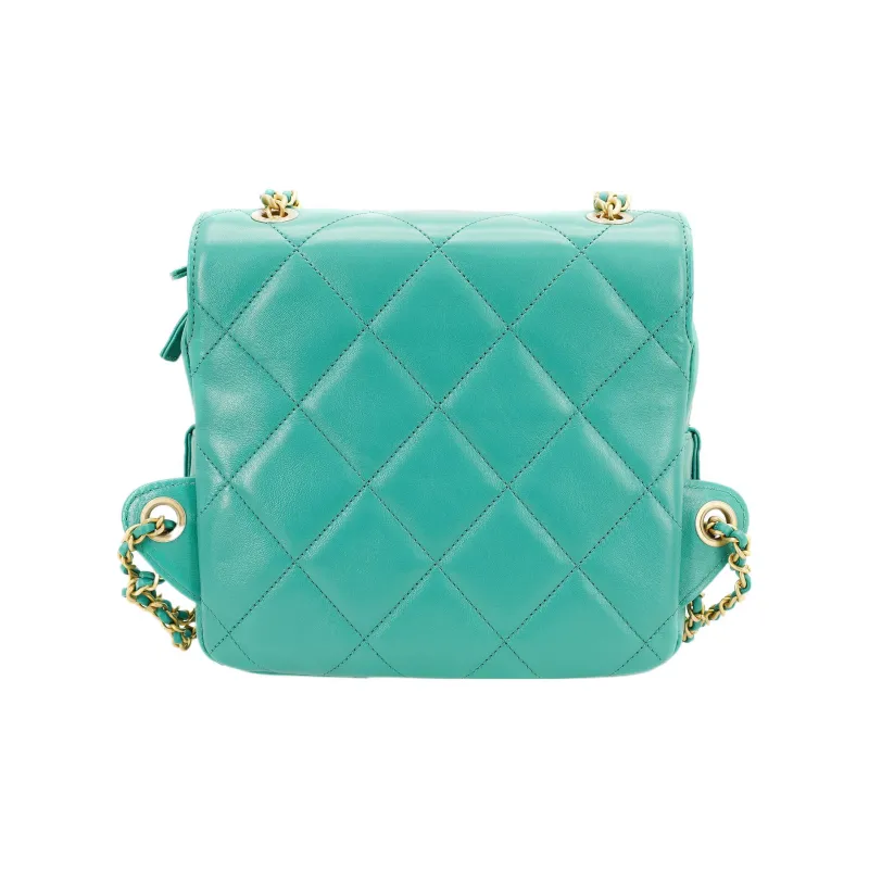 CHANEL 23P SS Sheepskin Backpack Women's Green-2