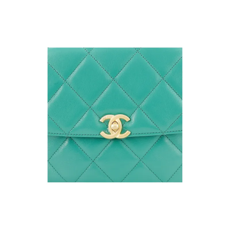 CHANEL 23P SS Sheepskin Backpack Women's Green-4