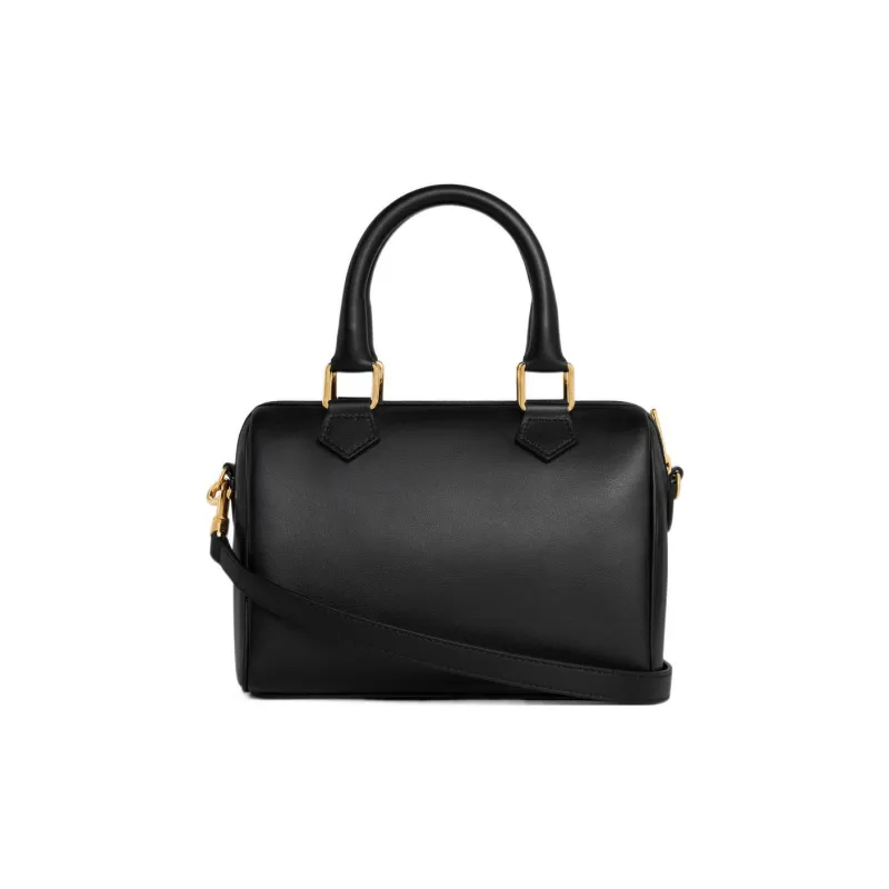 CELINE Cuir Triomphe Smooth Calf Leather Boston Bag, Shoulder Bag, Crossbody Bag, Handbag Small Size Women's Black-2