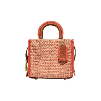 COACH Rogue Leather Tote Bag, Shopping Bag, Fabric Handbag Regular Women's Orange Red
