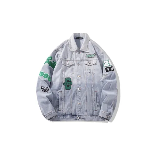 CHRROTA Denim Jackets Unisex Gradient Blue