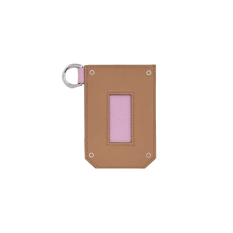 HERMES Swift Calfskin With Mysore Goat Skin Card Holder Women's Maraschino Tea Color/Chrysanthemum Purple-1