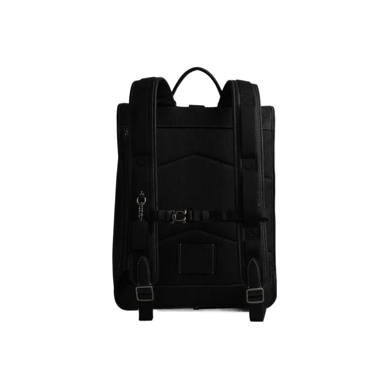 COACH Leather Backpack Men's Black-2