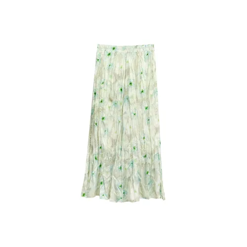 AMII Casual Long Skirts Women's Light Pea Green